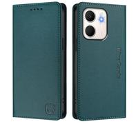 Étui en cuir compatible avec OPPO A5X 4G Overseas/OPPO A5X 5G Overseas Étui portefeuille en cuir de qualité supérieure (vert foncé)