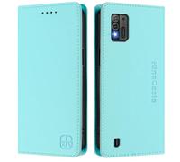 Étui en cuir compatible avec ZTE Blade A52 Lite Premium Étui portefeuille en cuir à rabat pour ZTE Blade A52 Lite (vert menthe)