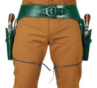 Étui en Cuir Double Gun - Medieval Retro Revolver Ceinture étui - Retro Gun Holster Western Cowboy Revolver Bag pour Cosplay Cowboy Costume Accessoires, Green, One Size