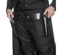 Étui en Cuir Double Gun - Medieval Retro Revolver Ceinture étui - Retro Gun Holster Western Cowboy Revolver Bag pour Cosplay Cowboy Costume Accessoires, Black, One Size