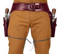 Étui en Cuir Double Gun - Medieval Retro Revolver Ceinture étui - Retro Gun Holster Western Cowboy Revolver Bag pour Cosplay Cowboy Costume Accessoires, Red, One Size