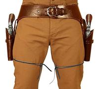 Étui en Cuir Double pour Pistolet - Étui de Ceinture rétro médiéval - Étui rétro pour Pistolet Western Cowboy pour Cosplay, Costume de Cowboy, Accessoires de Revolver (Marron)