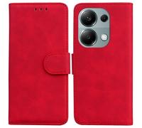 Étui En Cuir Flip Couleur Pure Pour Xiaomi Poco M6 Pro 4g, Rouge