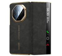 Étui en Cuir for Huawei Mate XTs, Couverture Complète De Protection D'appareil Photo De Luxe, Étui De Placage Mat À Rabat Smart View(Black)