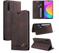 Étui en cuir horizontal anti-vol pour Xiaomi Mi CC9 / Mi 9 Lite avec support et emplacements pour cartes, Brun