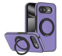 Étui en cuir magnétique pour Google Pixel 10A, [compatible avec MagSafe] Rotation à 360°, béquille réglable, résistante aux chocs, fine (violet)
