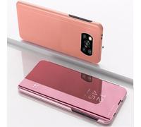 Étui En Cuir Miroir Horizontal Pour Xiaomi Poco X3 Nfc Avec Support, Or Rose