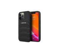 Étui en cuir noir gaufré AMG pour iPhone 14 Pro