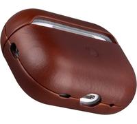 Étui en cuir pour AirPods Pro 2, avec bouton de synchronisation, véritable cuir de vachette tanné végétal pour AirPods Pro 2ème génération 2022, design élégant, LED avant visible, rouge/marron