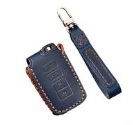Étui en cuir pour clé de voiture intelligente Toyota pour Tundra RAV4 Highlander Corolla avec matériau en cuir de vache souple et protection sécurisée des boutons (3 + 1 bleu)