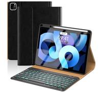 Étui en cuir pour iPad Air 5e 4e génération avec clavier de 10,9 pouces, Pro 11 4ème/3e/2e/1ère étui de clavier avec porte-crayon 2022/2021/2020/2018, clavier sans fil rétroéclairé