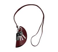 Étui en cuir pour le cou - Mini sac à clés en cuir avec col dos nu, fabriqué dans une forme semi-circulaire unique, conçu pour attirer l'attention, Lie de vin, Consulte la descripción, Voir