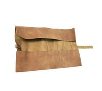 Étui en cuir pour outils - Organiseur de rouleaux de burin en véritable, coutures renforcées, poche pour clé à molette, étui de tournevis résistant à la perforation, support de matériel marron