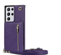 Étui en Cuir pour Samsung Galaxy Note 10 20 S23 Ultra S22 Plus S21 FE S20 A90 Porte-Cartes Porte-Monnaie Housse de Support Sac à bandoulière Unique, Violet, pour S20 Plus