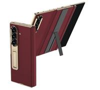 Étui en Cuir pour Samsung Galaxy Z Trifold - Coque De Protection Intégrale (écran Et Charnière) avec Finition Plaquée, Support Intégré, Fermeture Magnétique Et Design Folio Élégant,Red