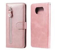 Étui En Cuir Pour Xiaomi Poco X3 Nfc Avec Support Et Emplacements Pour Cartes, Or Rose