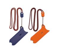 ÉTui en Cuir PU avec LanièRe pour Collier et LanièRe, Housse pour Stylo en Cuir, Sangle de Protection et éTui [Bleu + Orange] [Lot de 2]