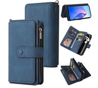 Etui En Cuir Pu Compatible Avec Oppo Reno 8 5g, Fermeture Magnetique, Quinze Emplacements Pour Cartes, Poche Zippee