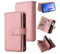 Etui En Cuir Pu Compatible Avec Oppo Reno 8 5g, Fermeture Magnetique, Quinze Emplacements Pour Cartes, Poche Zippee