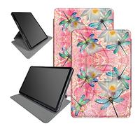 Étui en cuir PU pour Kindle Fire 7 version 2019/2017 9e/7e génération, support pliable rotatif à 360 degrés, plusieurs angles de vue, étui en cuir PU avec mise en veille/réveil automatique Motif