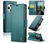Étui En Cuir Rfid Anti-Vol Pour Redmi 14c Caseme 023 Avec Texture Litchi Et Boucle Papillon, Vert