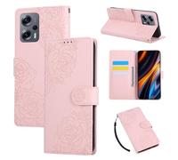 Étui En Cuir Rose À Fleurs Pour Xiaomi Poco X4 Gt Avec 3 Emplacements Pour Cartes, Rose