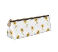 Étui en cuir triangulaire en forme de tournesol en fleurs, sac de rangement multifonction pour maquillage et papeterie, blanc, One Size, Légères