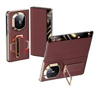 Étui en Cuir Véritable for Huawei Mate X7, Couvercle À Rabat avec Fenêtre De Vue Claire Intelligente, Support Dragonne Caché, Protection Complète du Corps, Coque Électrolytique(Red)