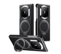 Étui en Cuir Véritable pour Huawei Mate X7, Coque Arrière Magnétique avec Anneau Rotatif Et Support, Charnière Bilatérale Et Protection Antichoc.,Black