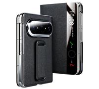 Étui en Cuir Véritable pour Huawei Pura X Max - Housse Smart View avec Support Multi-Angle, Poignée Et Béquille, Fermeture Magnétique Et Coque Intégrale