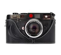 Étui en cuir vintage pour appareil photo Leica M6/MP/M1/M2/M3/M4/MDa (ligne noire et blanche)