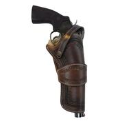Étui en Cuir Warreplica pour Revolver de Style Western, Compatible avec Les Pistolets de Calibre .22, .32 et .45 (droitier)- Reproduction (Bordure Coquillage Marron)