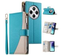 Étui En Cuir Zippé Multi-Cartes Pour Redmi 14c 4g / 14r / A4 5g / A3 Pro Avec Sangle Courte, Bleu