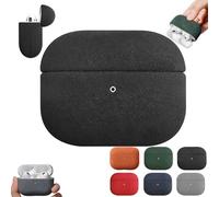 Étui en daim pour AirPods Pro 3, coque de protection entièrement enveloppée en daim pleine fleur, faite à la main, housse de protection synthétique pour écouteurs AirPods Pro 3ème génération (noir)
