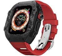 Étui en fibre de carbone et bracelet en caoutchouc ， pour une bande de caoutchouc à fluor ultra 49 mm ， pour la série Iwatch 8 7 6 5 4 SE 45 mm 44 mm Mise à niveau et modification
