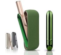 Étui en haute qualité compatible avec IQOS ILUMA, coque + façade magnétique, coque latérale magnétique, coque de protection en matériau souple, pochette accessoires iqos (Dark Green)
