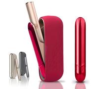 Étui en haute qualité compatible avec IQOS ILUMA, coque + façade magnétique, étui latéral magnétique, coque de protection en matériau souple, pochette accessoires iqos (rouge)