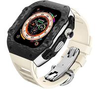 Étui en métal en fibre de carbone premium avec bracelet en caoutchouc ， pour ultra 49 mm 45 mm, kit de mod masculin boîtier étanche et bande de boucle en métal ， pour iWatch 8 7 6 5 4 SE ACCESSOIRES