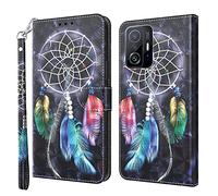 Etui en PU Cuir Coque pour Xiaomi 11T 5G Flip Folio Glitter Housse Magnétique Capteur de rêves Modèle Étui a Rabat Portefeuille Antichoc Porte Carte Housse Flip Stand Case Protective Cover