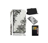 Etui en PU décor de tache lumineuse avec support fleur noir pour votre OPPO A5 (2020)/A9 (2020)/A11x