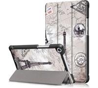 Etui en PU support triple motif imprimé tour eiffel et carte pour votre Huawei Honor Pad 5 8.0 pouces G