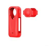 Étui en silicone ajusté avec cache d'objectif pour Insta360 X4 Air prenant en charge un fonctionnement sans couture et une protection d'objectif (rouge)