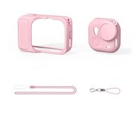 Étui en silicone, cache objectif, cordon pour Insta360 GO Ultra, caméra de sport extrême, coque de protection, cadre de transport, housse de protection, cage de protection (étui uniquement) (Rose)