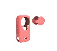Étui en Silicone + Capuchon d'Objectif pour Insta360 X6 Manchon de Protection et Couvercle de Protection d'Objectif pour Caméra 360 X6 Coque de Boîtier Anti-Chute，Pink