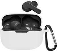 Étui en silicone compatible JBL Wave 200TWS ¿ Housse de protection anti-chocs souple avec mousqueton, anti-traces & anti-abrasion, accès port de charge ¿ Blanc
