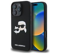 Étui en silicone Karl Lagerfeld « Double Heads Print » pour iPhone 16 Pro Max, noir