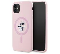 Étui en silicone Karl Lagerfeld « Karl & Choupette » MagSafe pour iPhone 11, rose