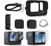 Étui en silicone micros2u pour Go Pro Hero12/Hero11/Hero 10/Hero 9 noir, couvercle latéral de la batterie, capuchons d'objectif, protecteurs d'écran et cordon pour Go Pro Hero 12/11/10/9, kit d'access