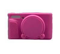 Étui en silicone pour appareil photo avec capuchon de protection d'objectif pour Canon SX740 SX730, manchon de protection antidérapant, housse en caoutchouc souple 11,5 x 4 x 6,5 cm, rose rouge, M, 32