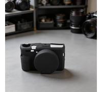 Étui en Silicone pour Canon G7X Mark III - Coque Souple Anti-Chocs avec Couvercle d'Objectif - Protection Légère (Black)